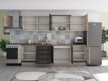 Bucatarie Alfa 320, wenge/sonoma, blat termic nuc, corp hota - imagine 4