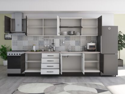 Bucatarie Alfa 320, alb/wenge, blat termic travertin, corp hota - imagine 4