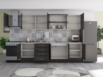 Bucatarie Alfa 320, wenge, blat termic travertin, corp hota - imagine 4