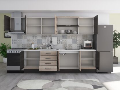 Bucatarie Alfa 320, sonoma/wenge, blat termic alb, corp hota - imagine 4
