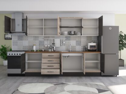 Bucatarie Alfa 320, sonoma/wenge, blat termic nuc, corp hota - imagine 4