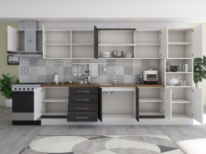 Bucatarie Alfa 380, wenge/alb, blat termic nuc, corp hota, soldat - imagine 6