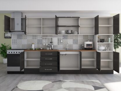 Bucatarie Alfa 380, wenge, blat termic nuc, corp hota, soldat - imagine 6