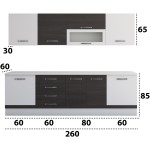 Bucatarie Alfa 260, cu vitrina, wenge/alb, blat termic alb - imagine 8