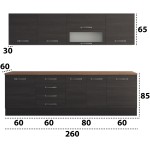 Bucatarie Alfa 260, cu vitrina, wenge, blat termic nuc - imagine 7