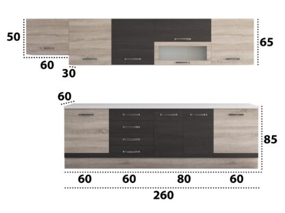 Bucatarie Alfa 320, wenge/sonoma, blat termic alb, corp hota - imagine 6
