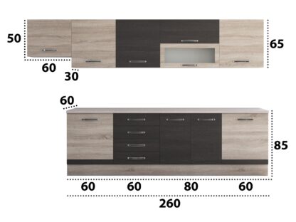 Bucatarie Alfa 320, wenge/sonoma, blat termic travertin, corp hota - imagine 6