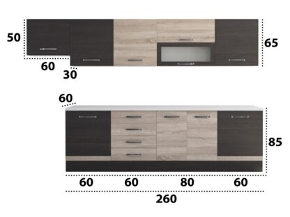 Bucatarie Alfa 320, sonoma/wenge, blat termic alb, corp hota - imagine 6