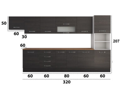 Bucatarie Alfa 380, wenge, blat termic nuc, corp hota, soldat - imagine 8