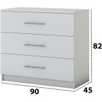 Dormitor Solano, Alb, Dulap 183 cm, Pat cu tablie tapitata negru 160x200 cm, 2 noptiere, comoda - imagine 11