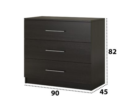 Dormitor Solano, Wenge, Dulap 120 cm, Alb, Pat cu tablie tapitata negru 160×200 cm, 2 noptiere, comoda - imagine 5