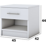 Dormitor Solano, Alb, Dulap 183 cm, Pat cu tablie tapitata negru 160x200 cm, 2 noptiere, comoda - imagine 7