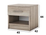 Dormitor Solano, Sonoma, Dulap 120 cm, Pat cu tablie tapitata negru 140×200 cm, 2 noptiere, comoda - imagine 4