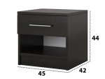 Dormitor Solano, Wenge, Dulap 183 cm, Alb, Pat cu tablie tapitata crem 160×200 cm, 2 noptiere, comoda - imagine 7