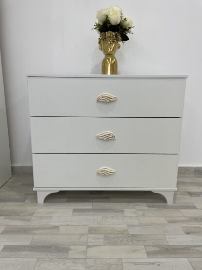 Dormitor Praga, alb,160×200 cm, Dulap 150 cm, Pat 160 x 200 cm, 2 noptiere, comoda - imagine 3