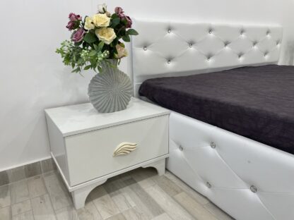 Dormitor Praga, alb,160×200 cm, Dulap 150 cm, Pat 160 x 200 cm, 2 noptiere, comoda - imagine 5