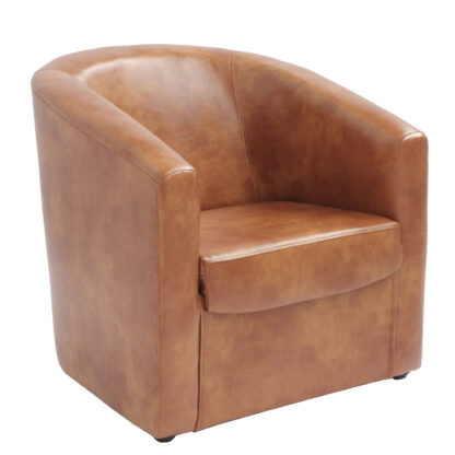 Fotoliu Tudor, cognac, piele ecologica, 68x67x75 cm - imagine 11