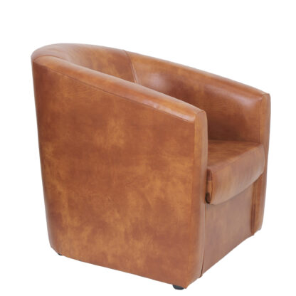 Fotoliu Tudor, cognac, piele ecologica, 68x67x75 cm - imagine 9