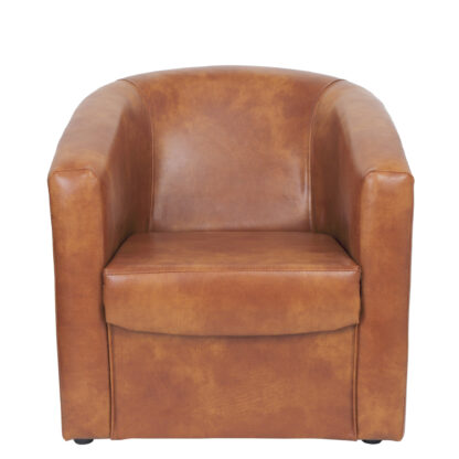 Fotoliu Tudor, cognac, piele ecologica, 68x67x75 cm - imagine 6