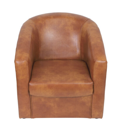Fotoliu Tudor, cognac, piele ecologica, 68x67x75 cm - imagine 3