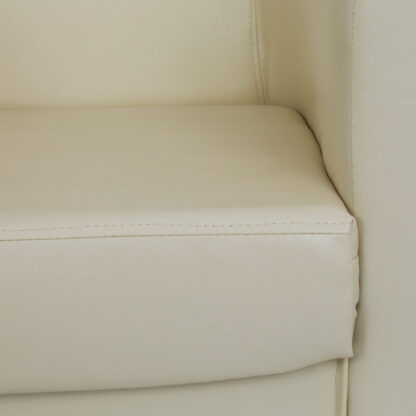 Fotoliu Tudor, crem, piele ecologica, 68x67x75 cm - imagine 3