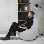 Fotoliu tip para Mara, Big Bean Bag, bleu, stofa D, 74 cm - imagine 7