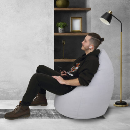 Fotoliu tip para Mara, Big Bean Bag, bleu, stofa D, 74 cm - imagine 7