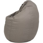 Fotoliu tip para Mara, Big Bean Bag, gri deschis, stofa D, 74 cm - imagine 4