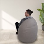 Fotoliu tip para Mara, Big Bean Bag, gri deschis, stofa D, 74 cm - imagine 6