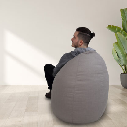 Fotoliu tip para Mara, Big Bean Bag, gri deschis, stofa D, 74 cm - imagine 6