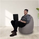 Fotoliu tip para Mara, Big Bean Bag, gri deschis, stofa D, 74 cm - imagine 7