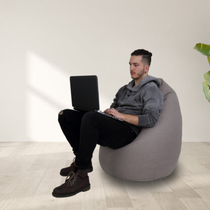 Fotoliu tip para Mara, Big Bean Bag, gri deschis, stofa D, 74 cm - imagine 7