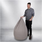 Fotoliu tip para Mara, Big Bean Bag, gri deschis, stofa D, 74 cm - imagine 8