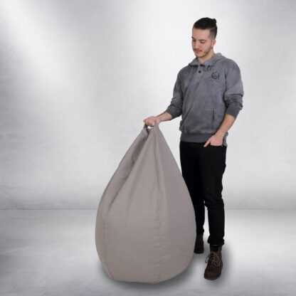 Fotoliu tip para Mara, Big Bean Bag, gri deschis, stofa D, 74 cm - imagine 8