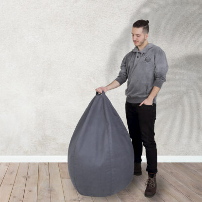 Fotoliu tip para Mara, Big Bean Bag, gri inchis, stofa D, 74 cm - imagine 8