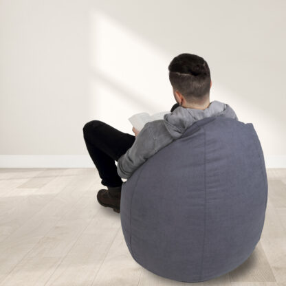 Fotoliu tip para Mara, Big Bean Bag, gri inchis, stofa D, 74 cm - imagine 10