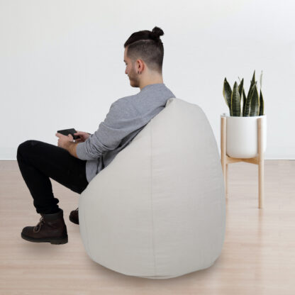 Fotoliu tip para Mara, Big Bean Bag, crem, stofa D, 74 cm - imagine 6
