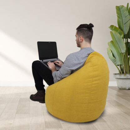 Fotoliu tip para Mara, Big Bean Bag, galben, stofa D, 74 cm - imagine 10