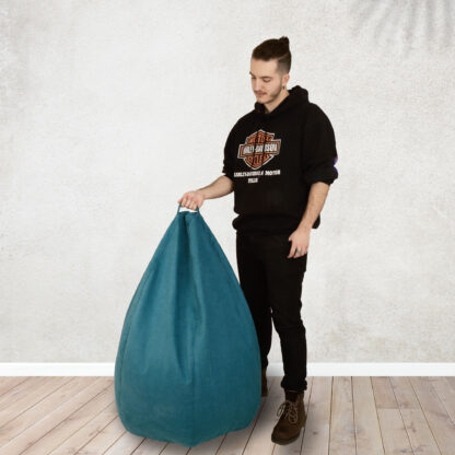 Fotoliu tip para Mara, Big Bean Bag, turcoaz, stofa D, 74 cm - imagine 10
