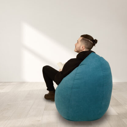Fotoliu tip para Mara, Big Bean Bag, turcoaz, stofa D, 74 cm - imagine 6