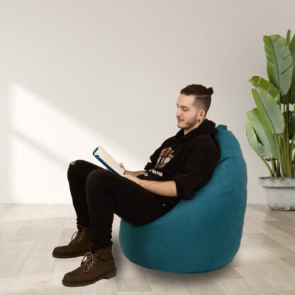 Fotoliu tip para Mara, Big Bean Bag, turcoaz, stofa D, 74 cm - imagine 7