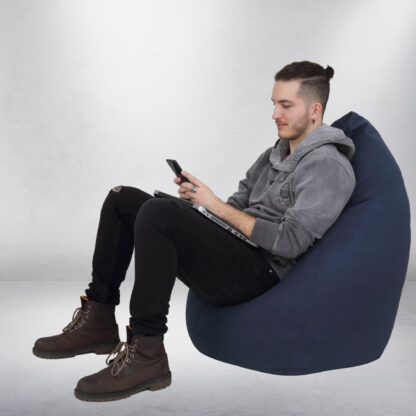 Fotoliu tip para Mara, Big Bean Bag, albastru, stofa D, 74 cm - imagine 7