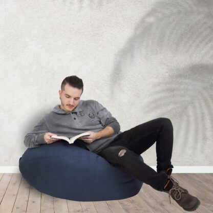 Fotoliu tip para Mara, Big Bean Bag, albastru, stofa D, 74 cm - imagine 9
