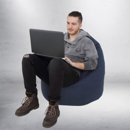 Fotoliu tip para Mara, Big Bean Bag, albastru, stofa D, 74 cm - imagine 8