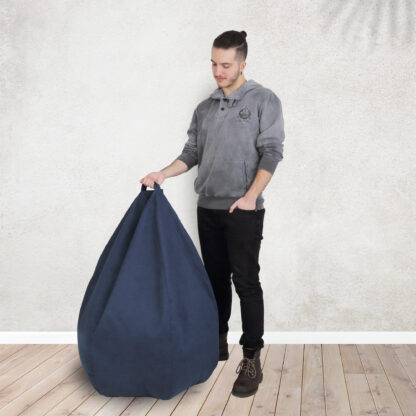 Fotoliu tip para Mara, Big Bean Bag, albastru, stofa D, 74 cm - imagine 10