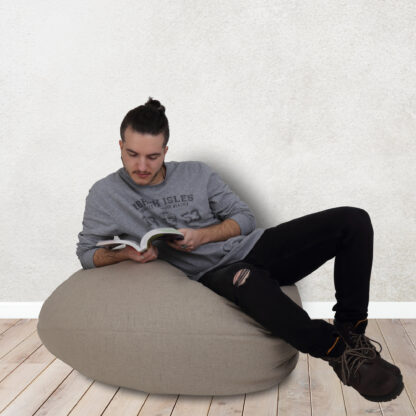 Fotoliu tip para Mara, Big Bean Bag, crem, stofa G, 74 cm - imagine 6