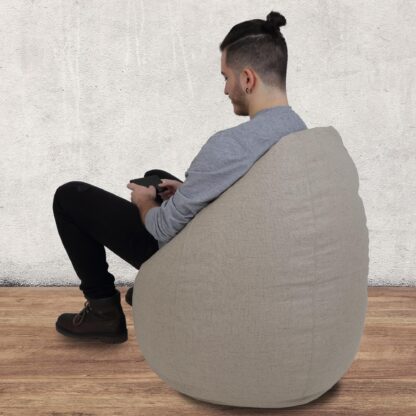 Fotoliu tip para Mara, Big Bean Bag, crem, stofa G, 74 cm - imagine 7