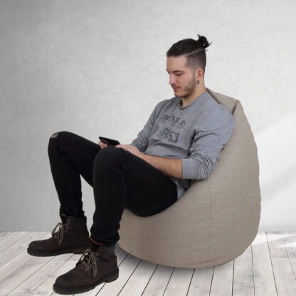 Fotoliu tip para Mara, Big Bean Bag, crem, stofa G, 74 cm - imagine 8