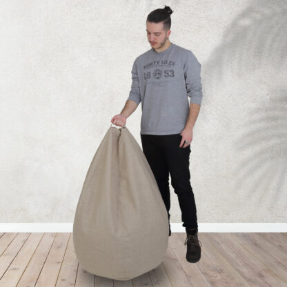 Fotoliu tip para Mara, Big Bean Bag, crem, stofa G, 74 cm - imagine 9