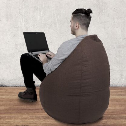 Fotoliu tip para Mara, Big Bean Bag, maro, stofa G, 74 cm - imagine 7